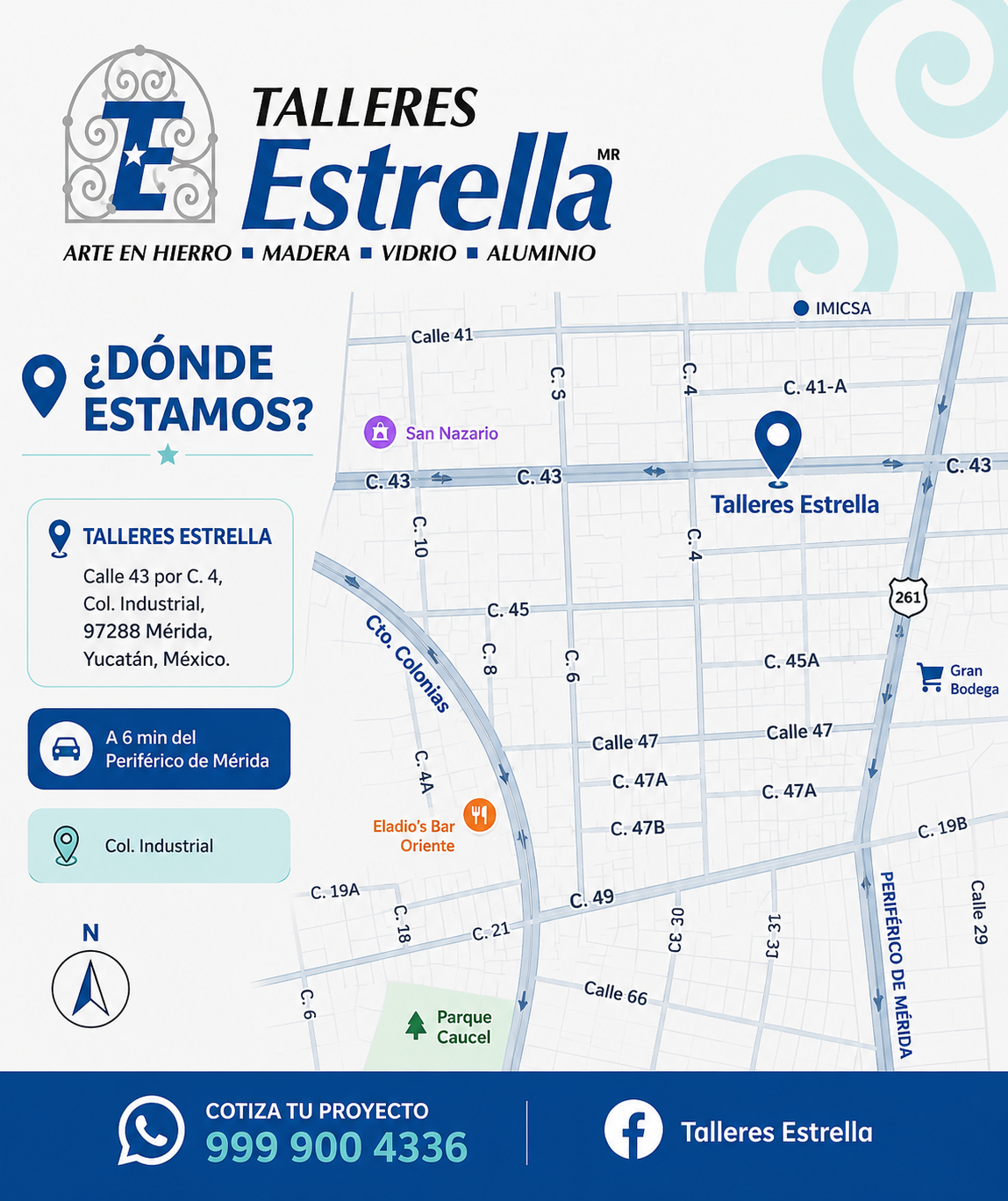 Mapa de ubicación de Talleres Estrella en Mérida