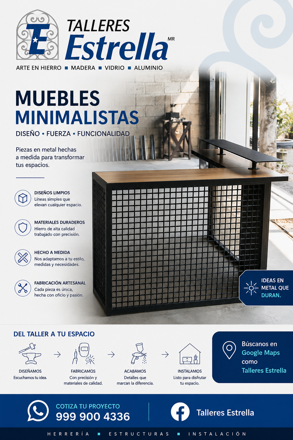 Muebles minimalistas de metal
